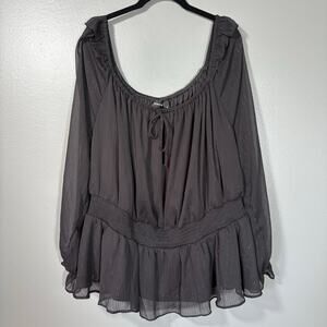 Torrid Black & Silver Coquette Whimsygoth Peasant Blouse - 6 (6X) - Women's Plus